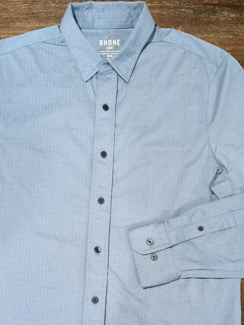 RHONE Men's Blue Long-Sleeve Button-Down Shirt Medium